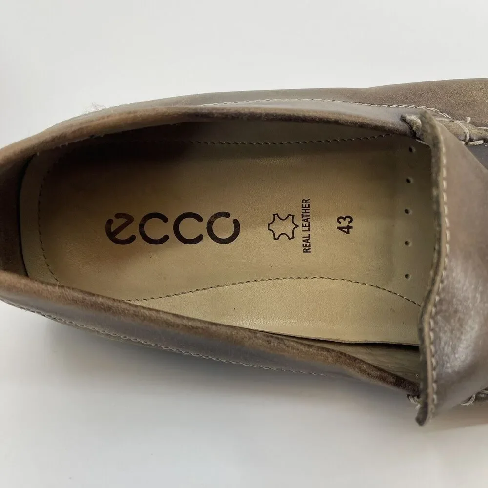 Ecco Men's Size 43 EU 9 - 9.5 US Brown Leather Driving Loafers Slip On Shoes